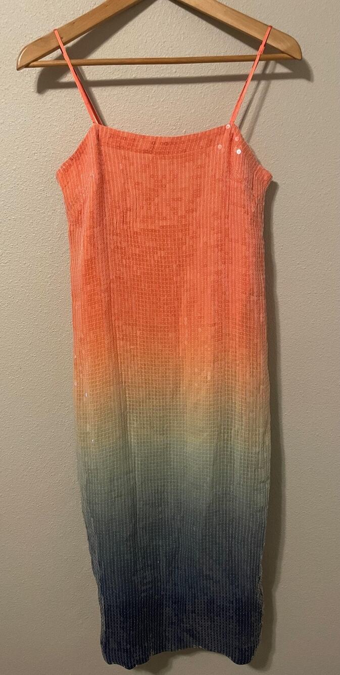 Veronica Beard Leda Sequin Midi Dress Womens 6 Multicolor Ombre Sequin Cocktail